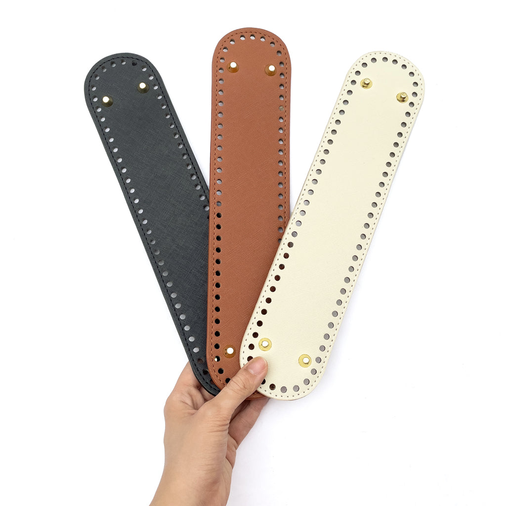 PU Leather Bag Base Bottom with Bag Feet and Holes for Crochet and Knitting DIY
