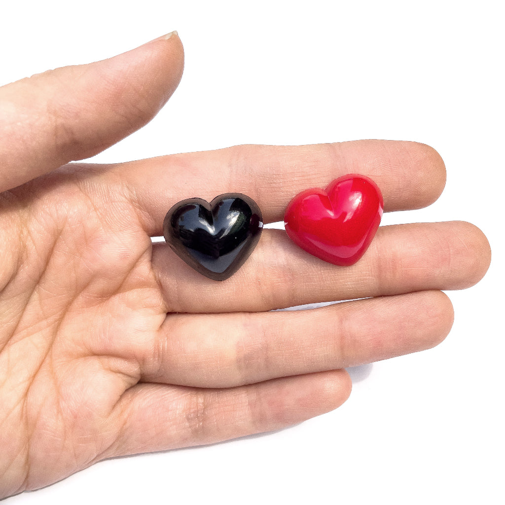 Heart shaped safety nose / eyes for toys - black / red / pink (4pcs)