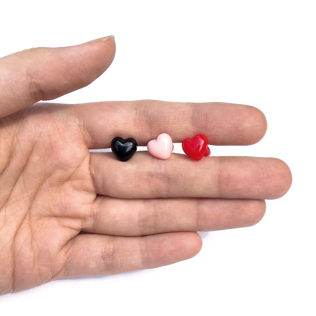 Heart shaped safety nose / eyes for toys - black / red / pink (4pcs)