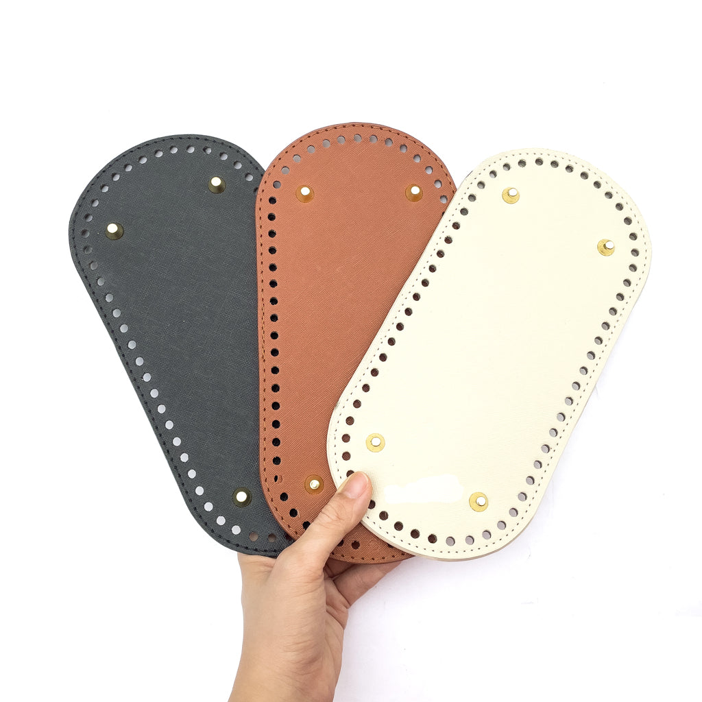 PU Leather Bag Base Bottom with Bag Feet and Holes for Crochet and Knitting DIY