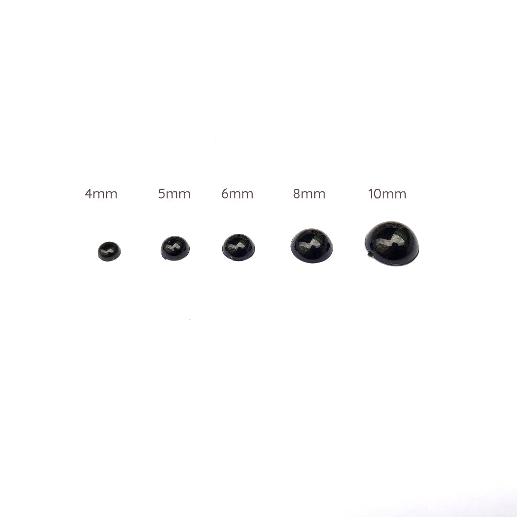 Round Flat Back Flatback Black Plastic Eyes / Nose for Dolls and Amigurumi (10pcs)
