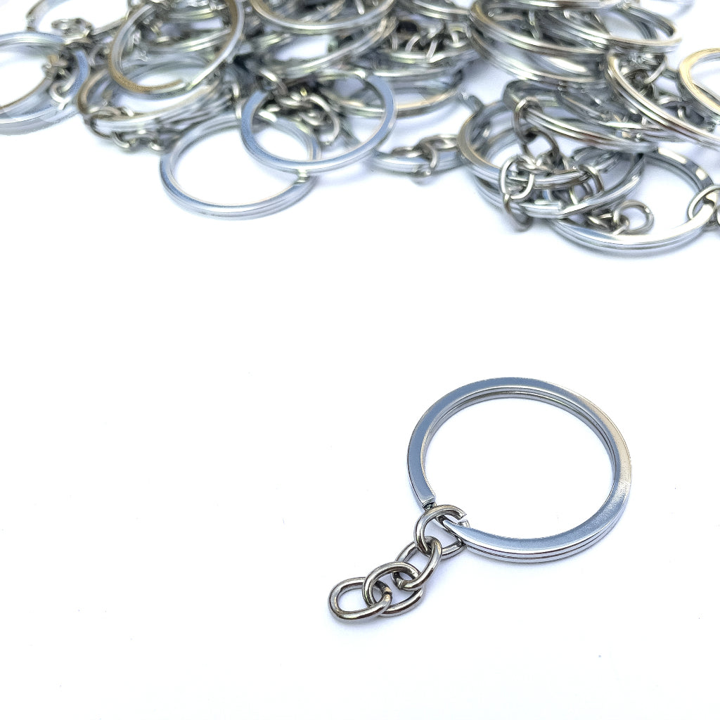 5pcs Thick Flat Keychain Plain Key chain 32mm with Jump Ring