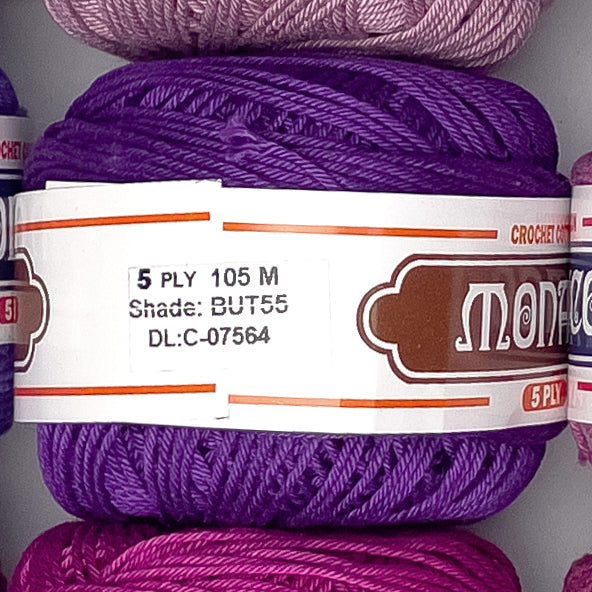 5ply Monaco Mercerized Crochet Cotton Thread Yarn 105m (40g)