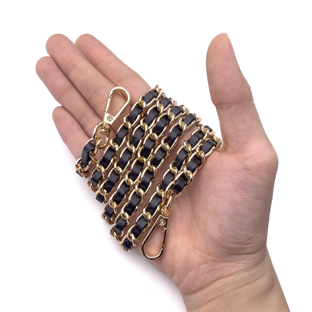 120cm Bag Strap PU Leather and Metal Purse Replacement Chain Crossbody Handbag DIY Accessory Straps