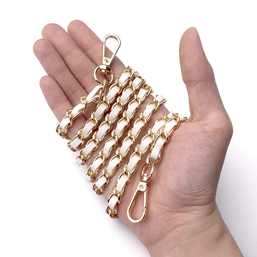 120cm Bag Strap PU Leather and Metal Purse Replacement Chain Crossbody Handbag DIY Accessory Straps