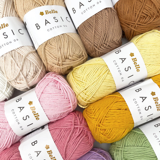 Belle Basic Cotton 06 Sport Weight Yarn for Crochet and Knitting (100% Combed Cotton, 6ply)