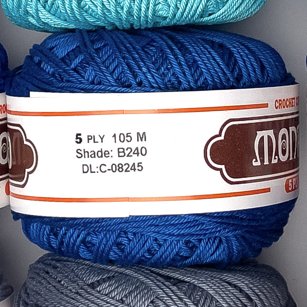 5ply Monaco Mercerized Crochet Cotton Thread Yarn 105m (40g)