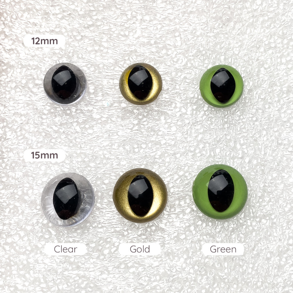 Cat Safety Eyes Colorful Slit Pupil Plastic Eyes with Washers 12mm and 15mm (2 pairs / 4pcs)