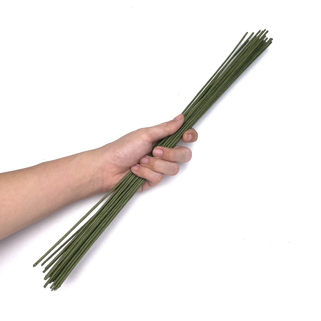 30pcs / 50pcs Floral Wire Paper Coated 1mm #18 2mm #12 gauge 40cm for Crochet Flower Stem and Leaves