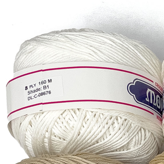 8ply Monaco Mercerized Crochet Cotton Thread Yarn 160m (100g)