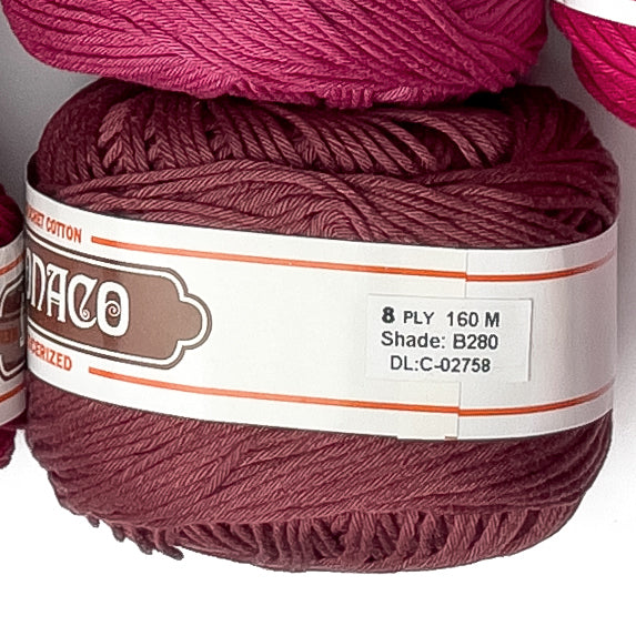 8ply Monaco Mercerized Crochet Cotton Thread Yarn 160m (100g)