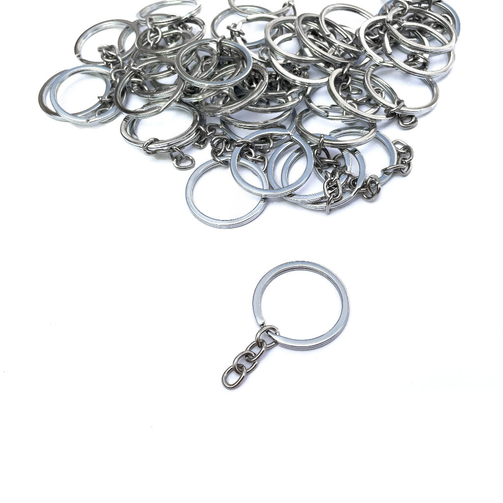 5pcs Thick Flat Keychain Plain Key chain 32mm with Jump Ring