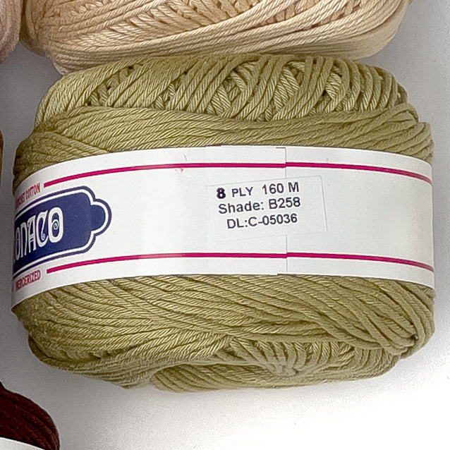 8ply Monaco Mercerized Crochet Cotton Thread Yarn 160m (100g)