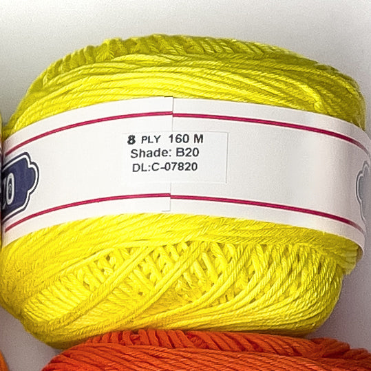 8ply Monaco Mercerized Crochet Cotton Thread Yarn 160m (100g)