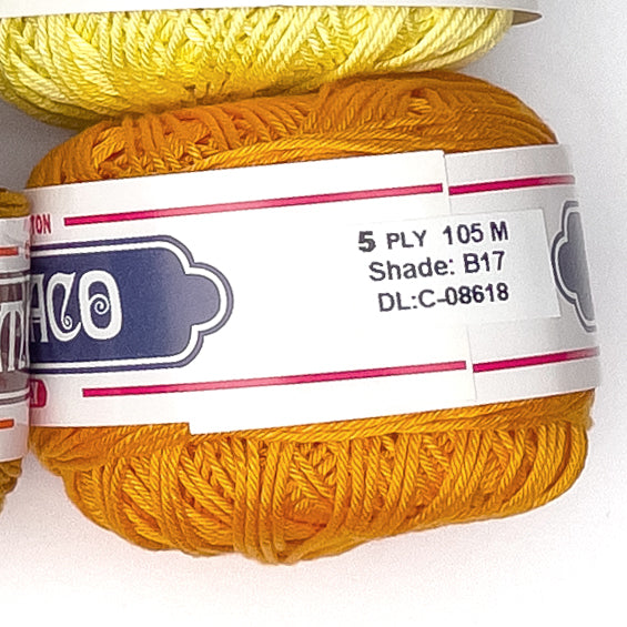 5ply Monaco Mercerized Crochet Cotton Thread Yarn 105m (40g)