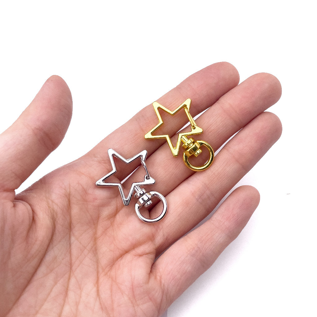 Star Heart Keychain Charm Holder with Swivel Key Chain Accessory Accessories Pentagram