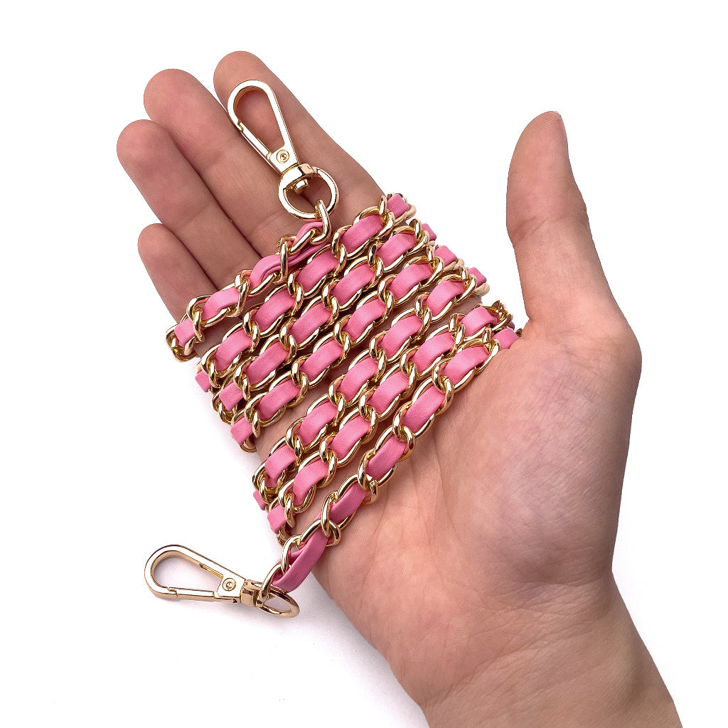 120cm Bag Strap PU Leather and Metal Purse Replacement Chain Crossbody Handbag DIY Accessory Straps