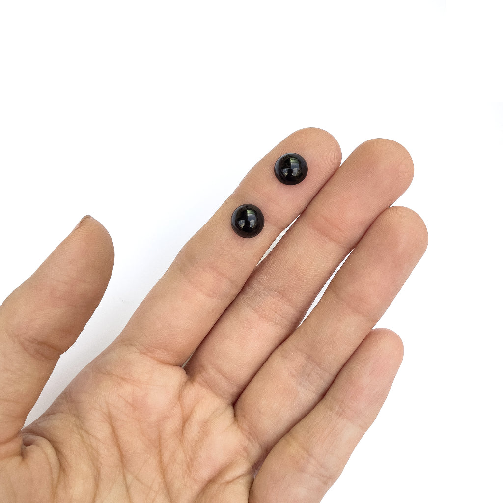 Round Flat Back Flatback Black Plastic Eyes / Nose for Dolls and Amigurumi (10pcs)