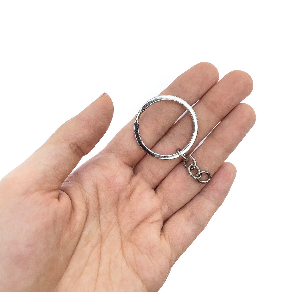 5pcs Thick Flat Keychain Plain Key chain 32mm with Jump Ring
