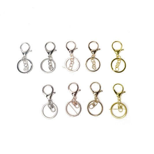 Keychain with Lobster Clasp DIY Key Chain Key Ring (Gold, SIlver, Rose Gold) Metal Swivel or Chain