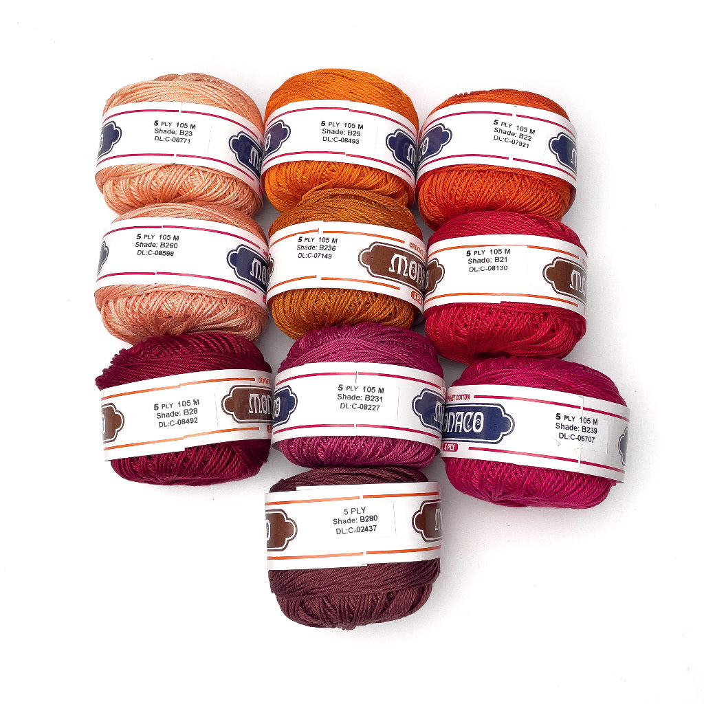 5ply Monaco Mercerized Crochet Cotton Thread Yarn 105m (40g)