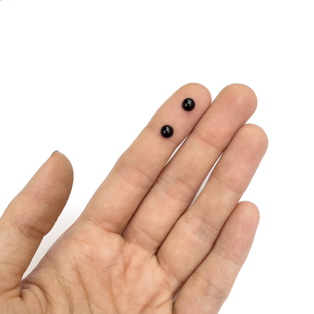 Round Flat Back Flatback Black Plastic Eyes / Nose for Dolls and Amigurumi (10pcs)