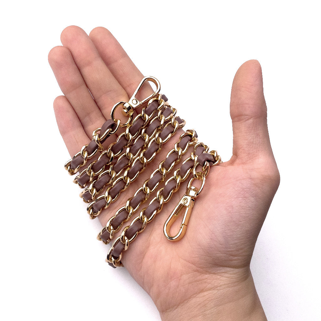 120cm Bag Strap PU Leather and Metal Purse Replacement Chain Crossbody Handbag DIY Accessory Straps