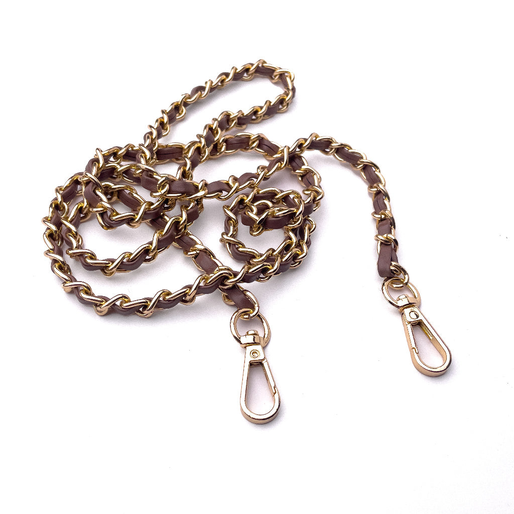 120cm Bag Strap PU Leather and Metal Purse Replacement Chain Crossbody Handbag DIY Accessory Straps