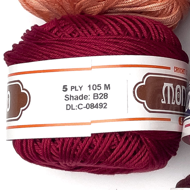 5ply Monaco Mercerized Crochet Cotton Thread Yarn 105m (40g)