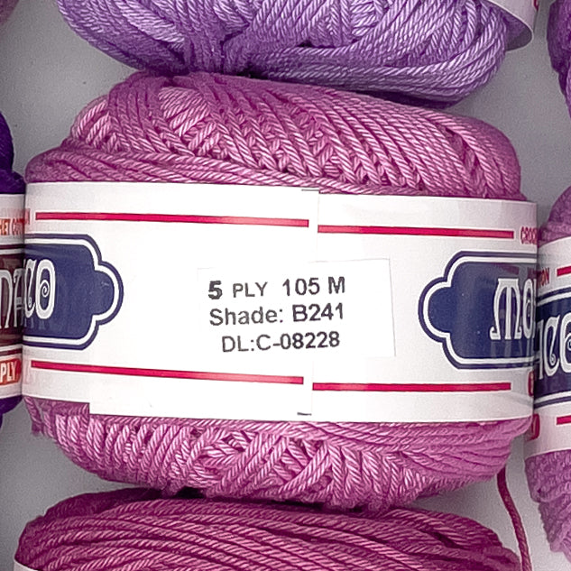 5ply Monaco Mercerized Crochet Cotton Thread Yarn 105m (40g)