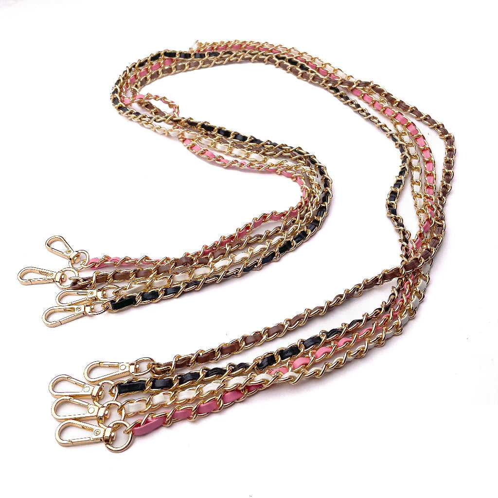 120cm Bag Strap PU Leather and Metal Purse Replacement Chain Crossbody Handbag DIY Accessory Straps
