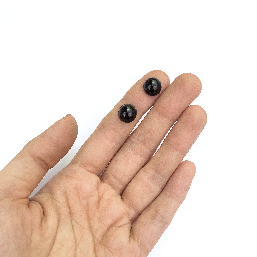 Round Flat Back Flatback Black Plastic Eyes / Nose for Dolls and Amigurumi (10pcs)