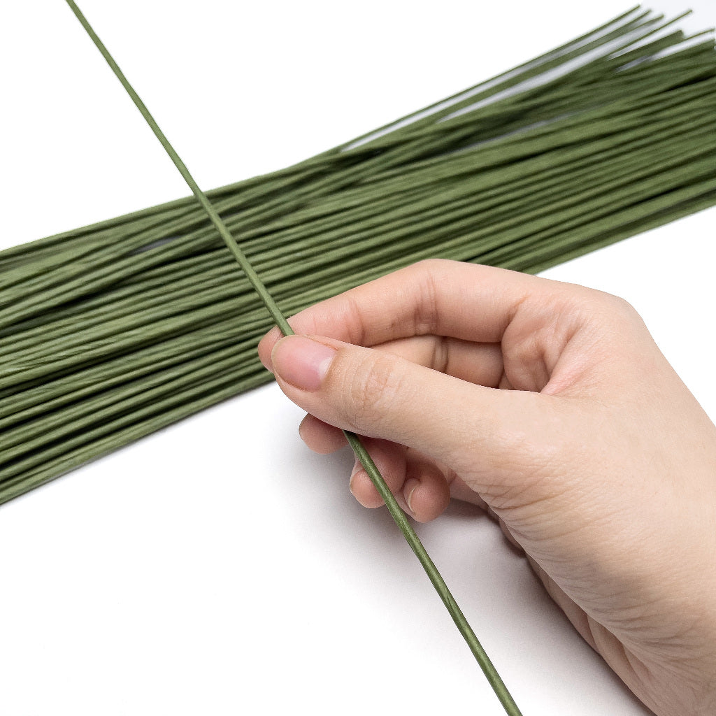 30pcs / 50pcs Floral Wire Paper Coated 1mm #18 2mm #12 gauge 40cm for Crochet Flower Stem and Leaves