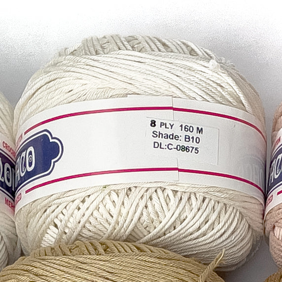 8ply Monaco Mercerized Crochet Cotton Thread Yarn 160m (100g)