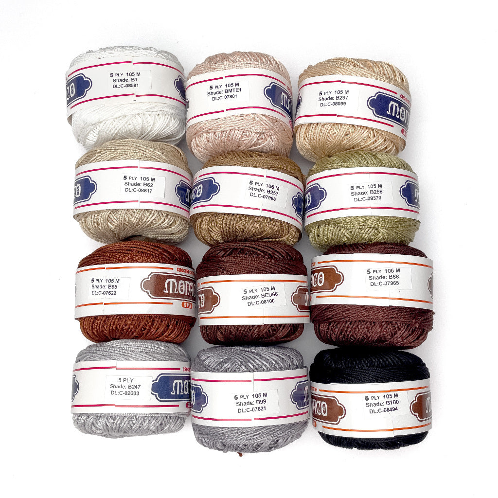 5ply Monaco Mercerized Crochet Cotton Thread Yarn 105m (40g)