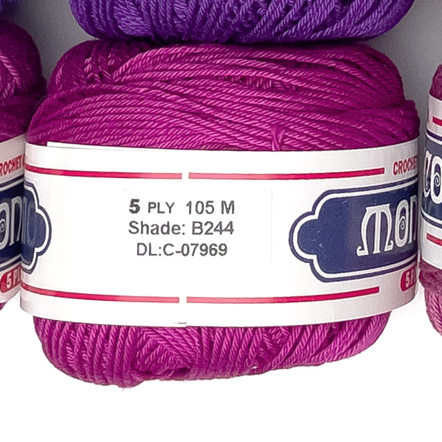 5ply Monaco Mercerized Crochet Cotton Thread Yarn 105m (40g)