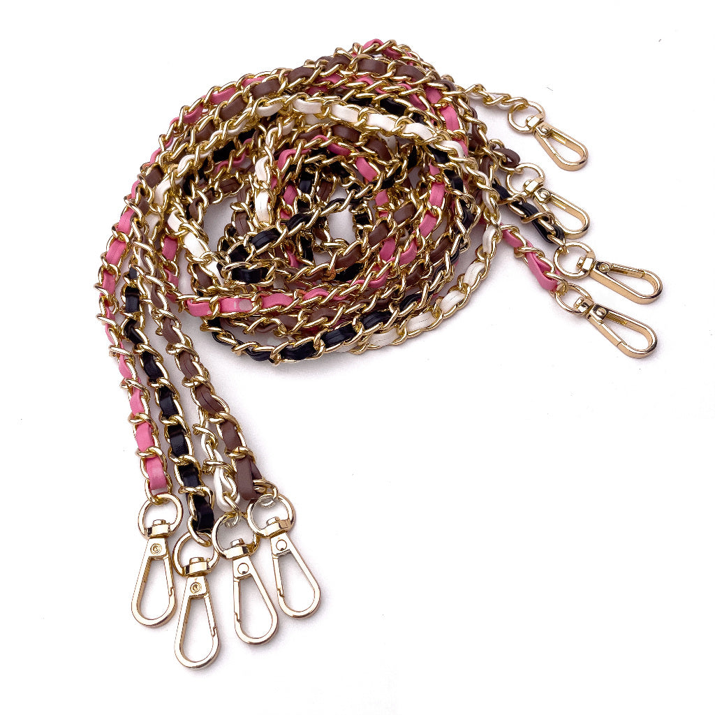 120cm Bag Strap PU Leather and Metal Purse Replacement Chain Crossbody Handbag DIY Accessory Straps