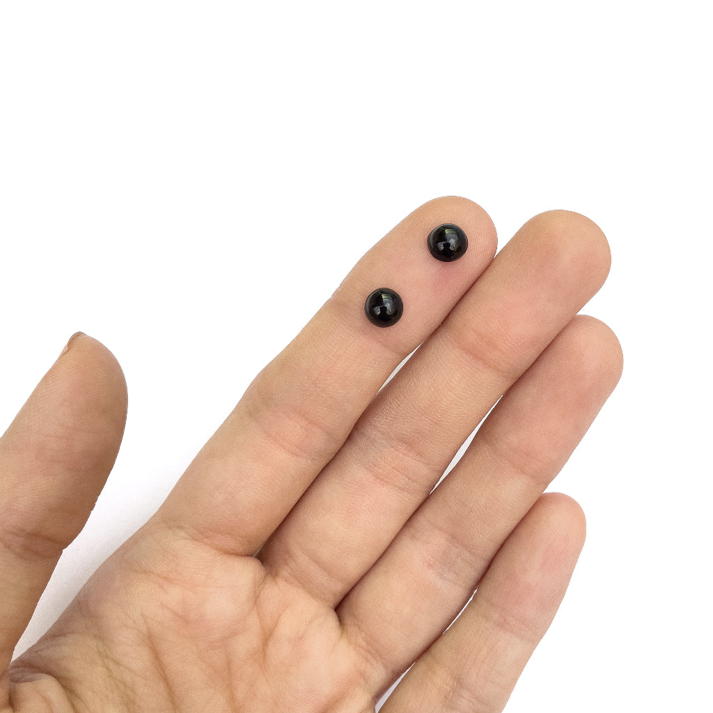 Round Flat Back Flatback Black Plastic Eyes / Nose for Dolls and Amigurumi (10pcs)
