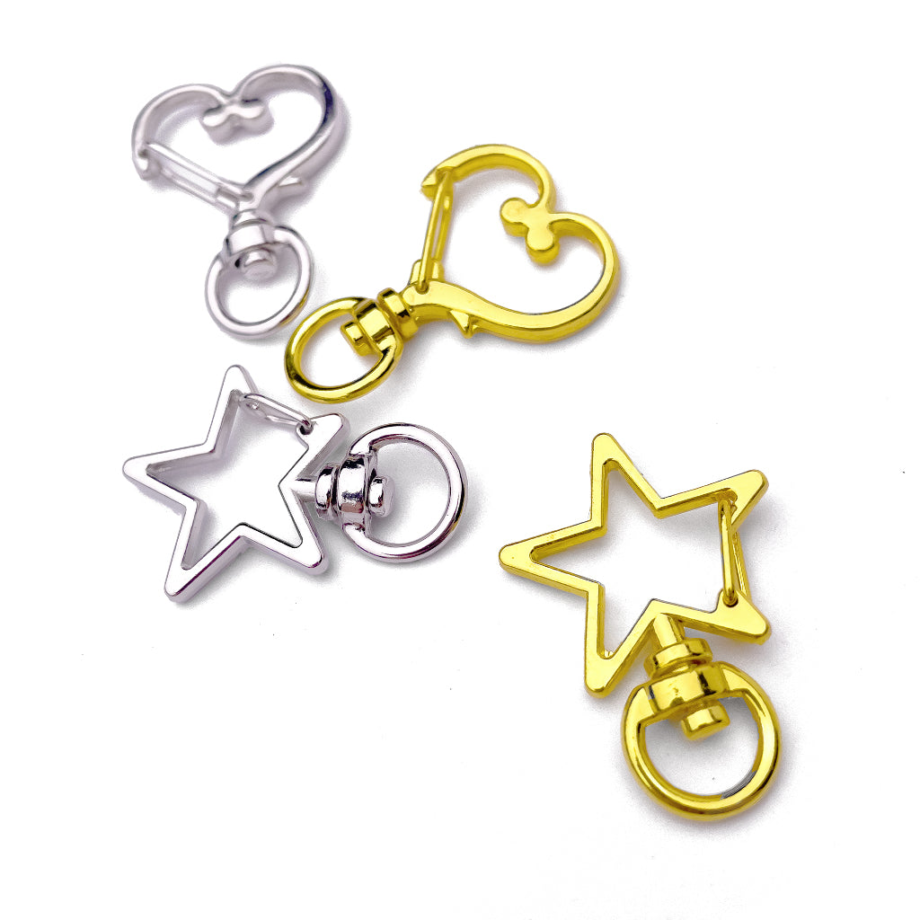 Star Heart Keychain Charm Holder with Swivel Key Chain Accessory Accessories Pentagram