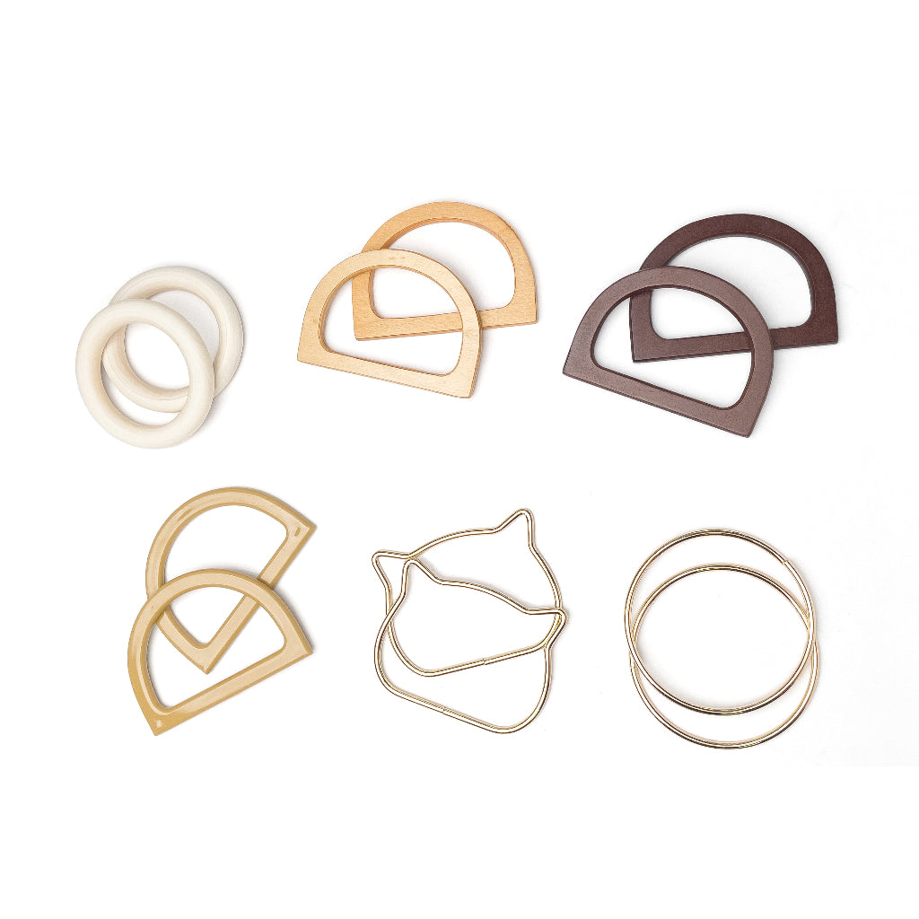 Bag Handle Metal Wood Plastic 2pcs D Round Cat Shaped DIY Purse Handbag Handle Replacement