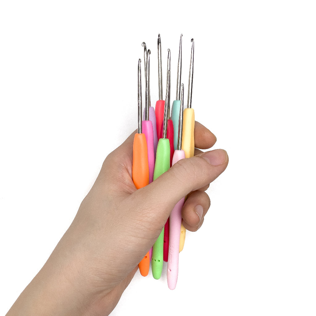 Ergonomic Lace Crochet Hook Hooks with Rubber Silicone Silicon Soft Handle 0.5-2.75mm