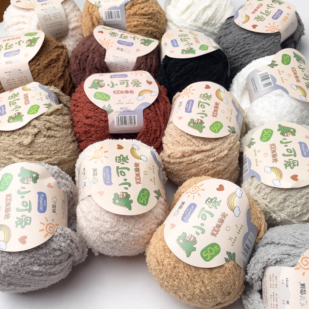 [Snowball Brand] Cutie Fluffy Yarn Thin Coral Fleece Sherpa 3ply Microfiber Short Plush (50g)