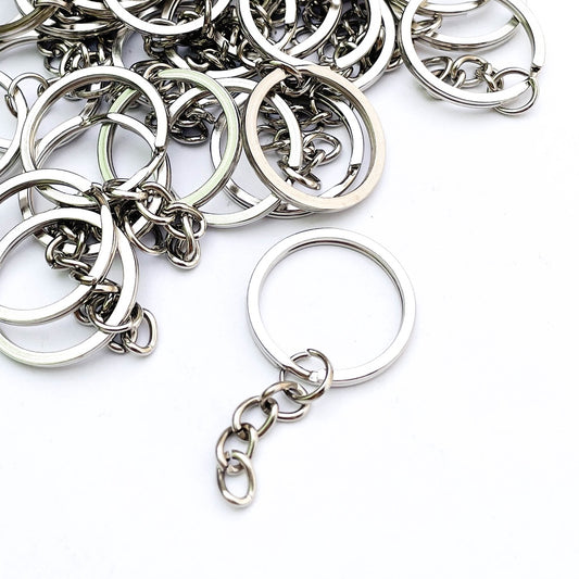10pcs Flat Metal Keychain / Key Chain / Key Rings / Key Holder 25mm