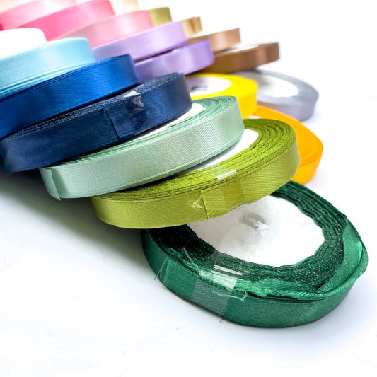 1/2 inch Satin Ribbon 12mm Single Faced Gift Wrapping Ribbons (25 yards or 22 meters per roll)