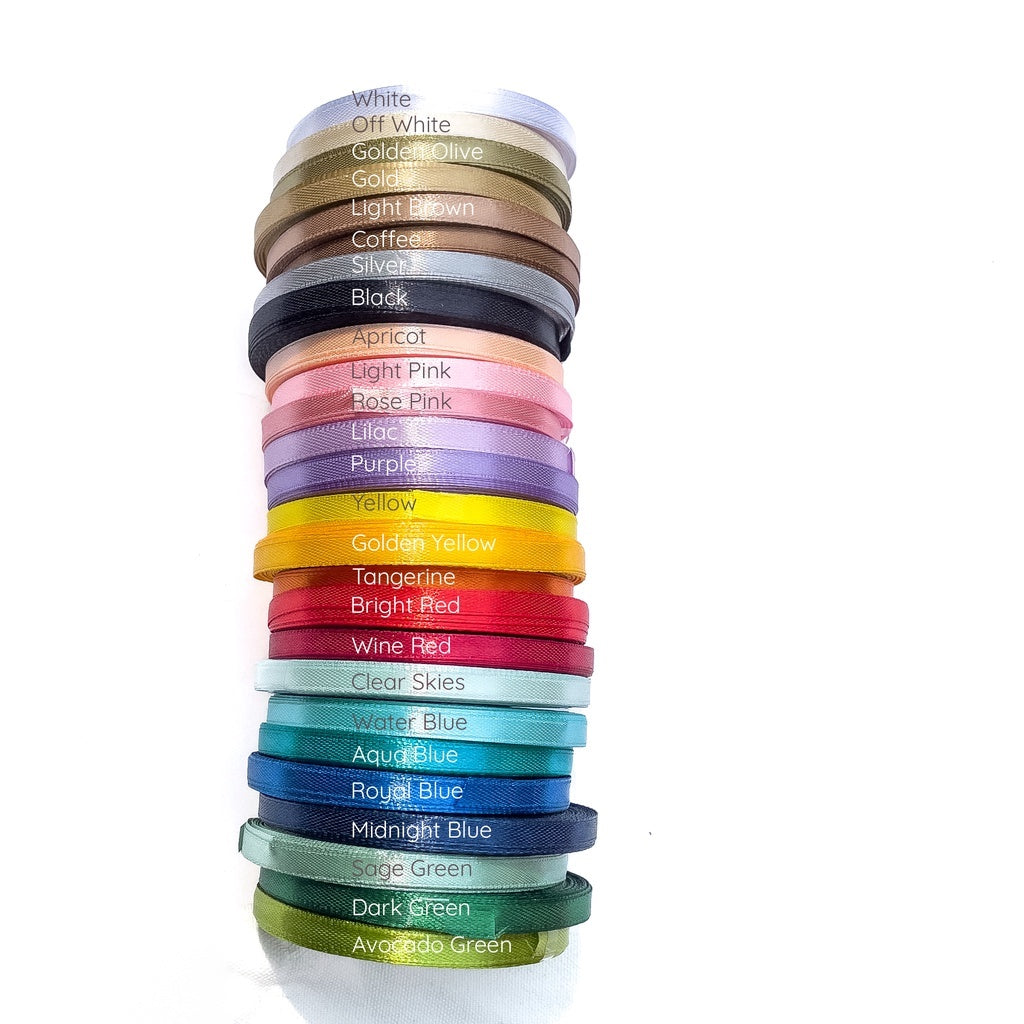1/4 inch Satin Ribbon 6mm Single Faced Gift Wrapping Ribbons (25 yards or 22 meters per roll)
