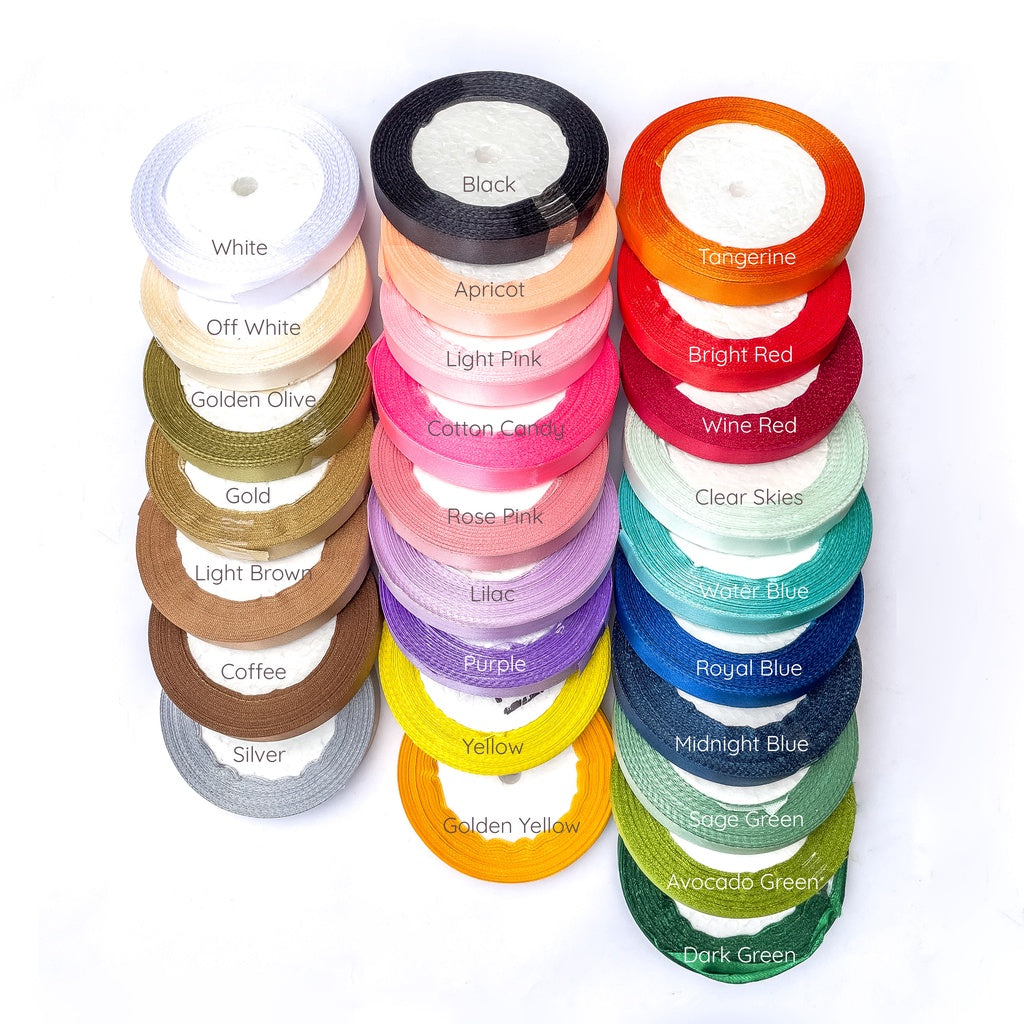 1/2 inch Satin Ribbon 12mm Single Faced Gift Wrapping Ribbons (25 yards or 22 meters per roll)