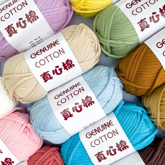 Genuine Cotton Tube Yarn 50g Cotton-Nylon Blend for Crochet and Knitting, Beginner Friendly